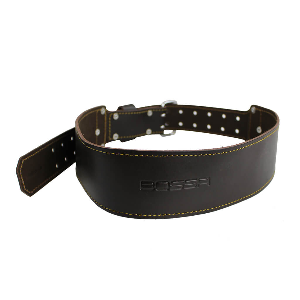 BOSSA 3 in. Dark Brown 2-Prong Top Grain Leather Wide Support Work Belt