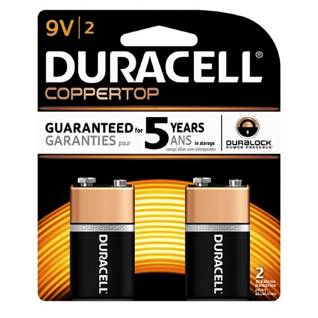 DURACELL CT-9V-2 Alkaline 9-Volt COPPERTOP Snap-Contact Battery