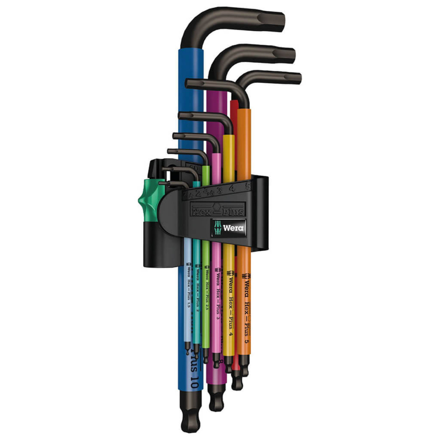 Wera 05073593001 950/9 SPKL SB BlackLaser Multicolour Metric Hex-Plus L-Key Set (9-Piece)