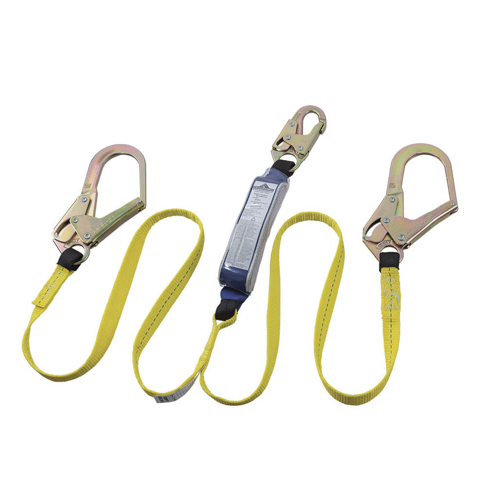 Peakworks SA-84022-6 6 ft. E6 Shock Absorbing Twin Leg Fall Safety Lanyard with Snap and Form Hooks