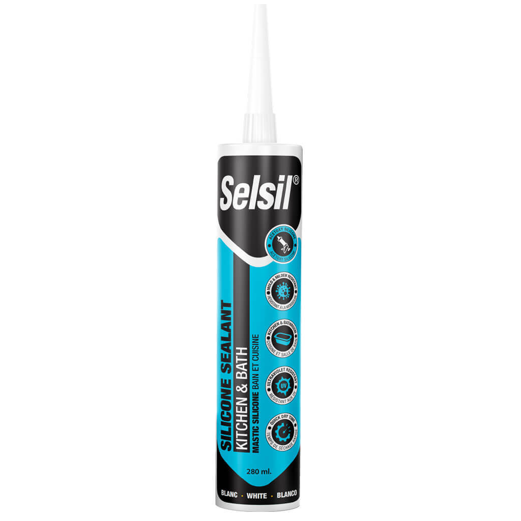 Selsil 280mL White Kitchen and Bath Silicone Sealant