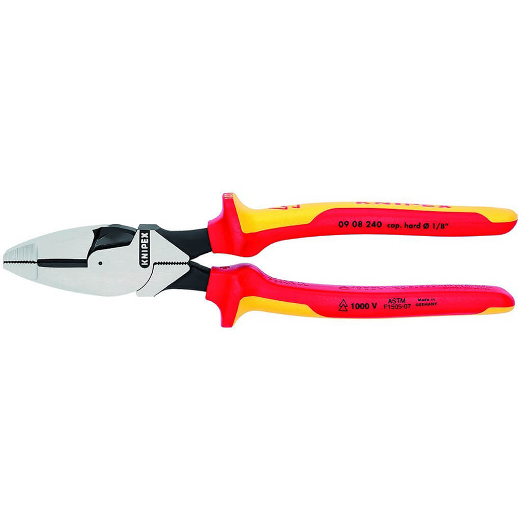 Knipex 09 08 240 SBA 9-1/2 in. Ultra High-Leverage New England Head Style Insulated Linemans Plier