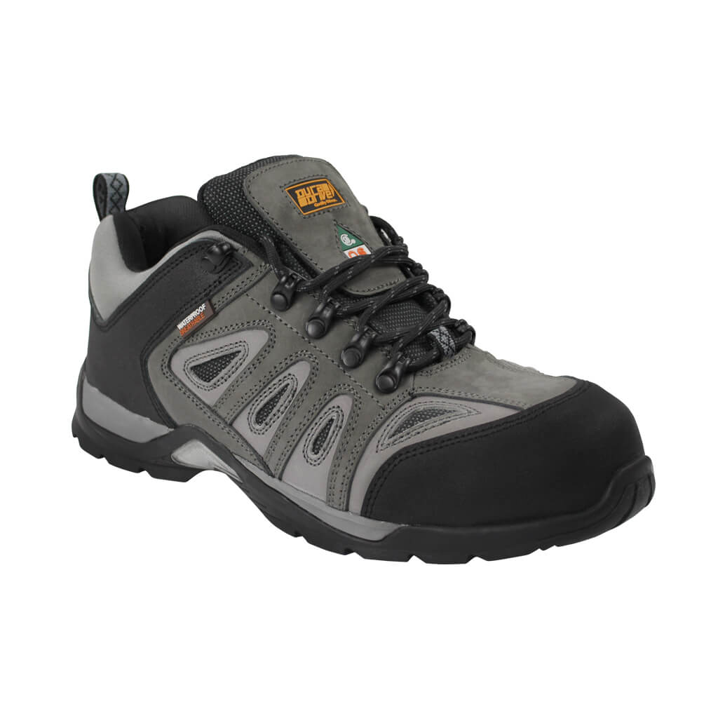 DuraDrive Men's CSA Huntington Low Grey-Black Steel Toe Nubuck Waterproof Work Shoes