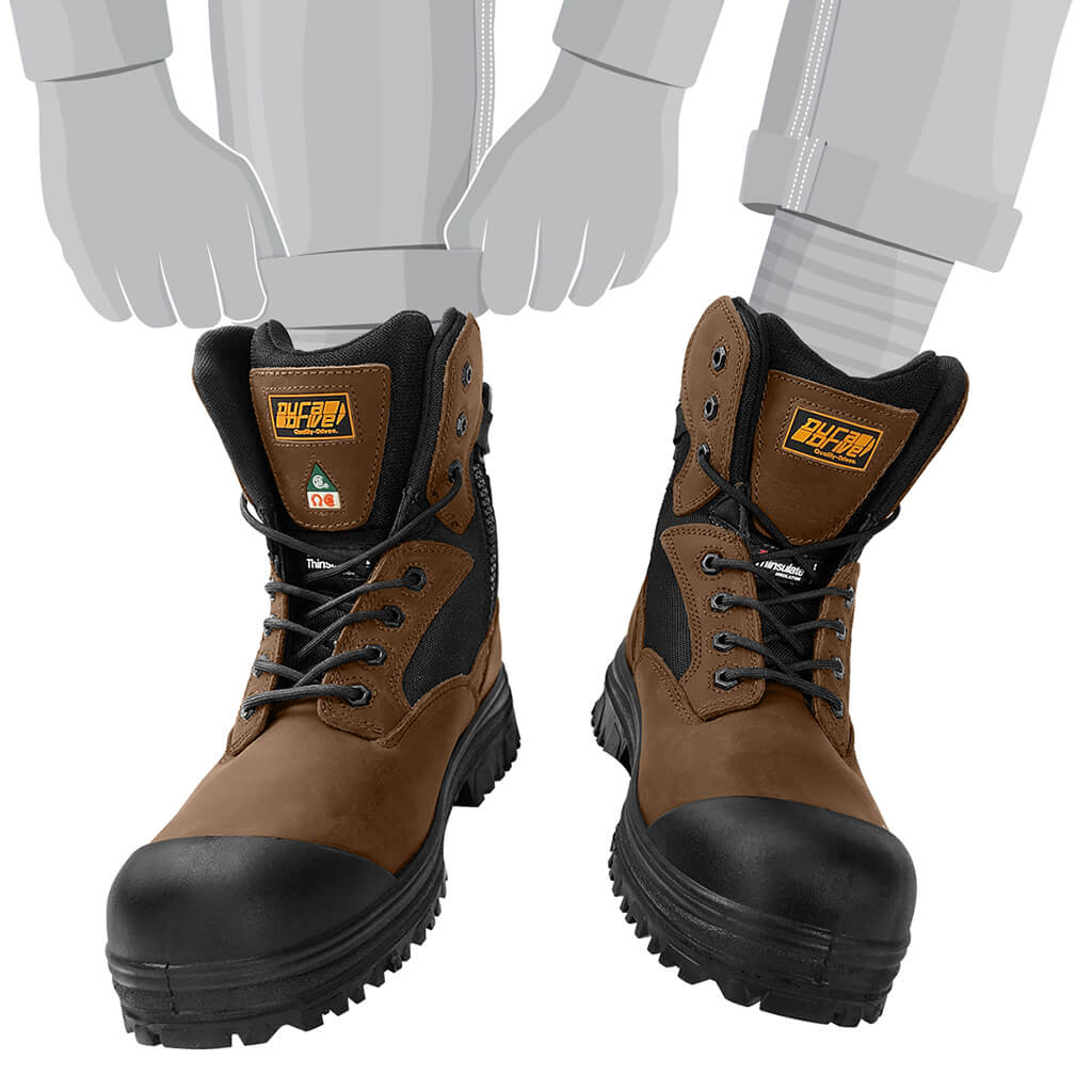 DuraDrive Men's CSA EASY RIDER 8 in. Composite Toe Metal Free Zipper Opening Insulated Work Boots