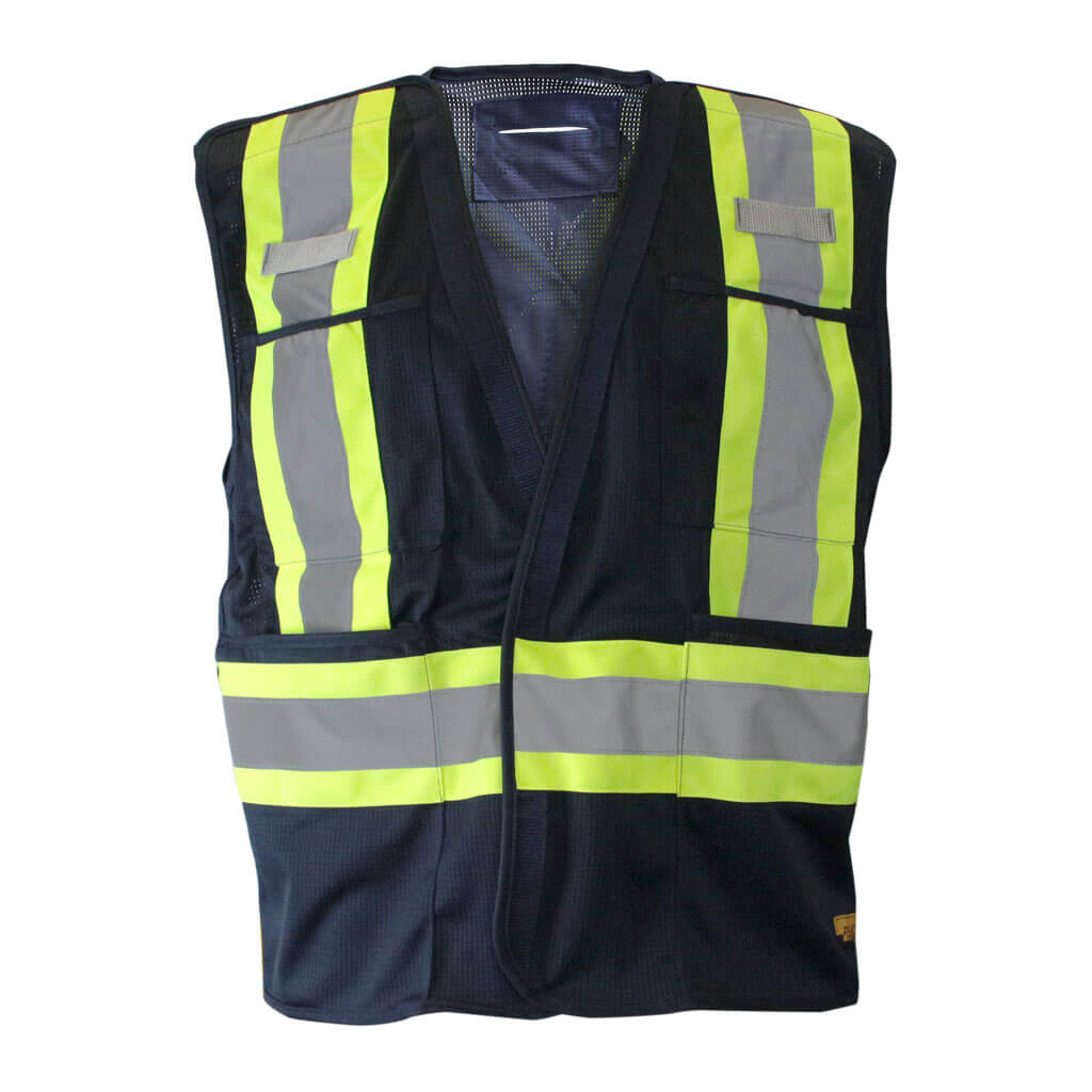 DuraDrive Men's Navy Hi-Vis Class 1 Level 2 Corn Mesh Tear-Away Safety Vest with Pockets