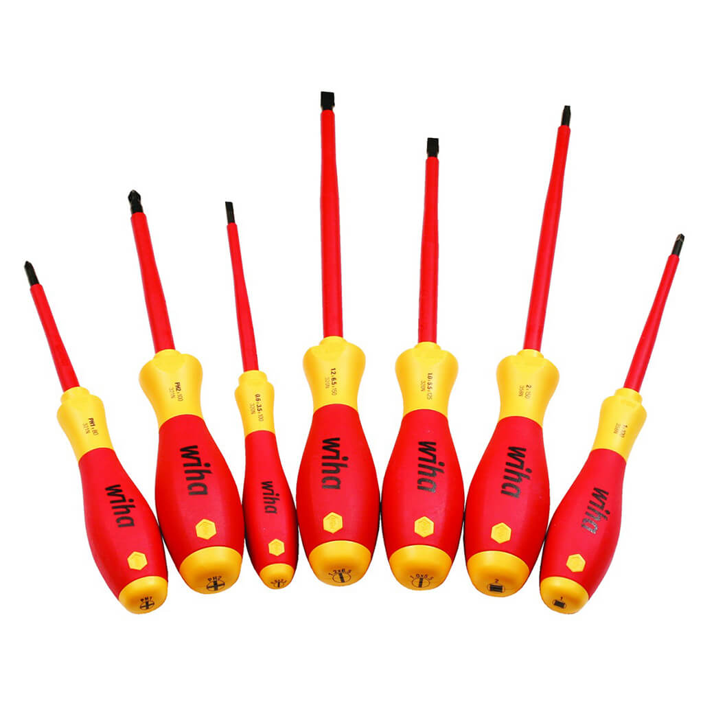 Wiha 32097 Insulated Slotted/Phillips/Square Drive Screwdrivers Set (7-Piece)