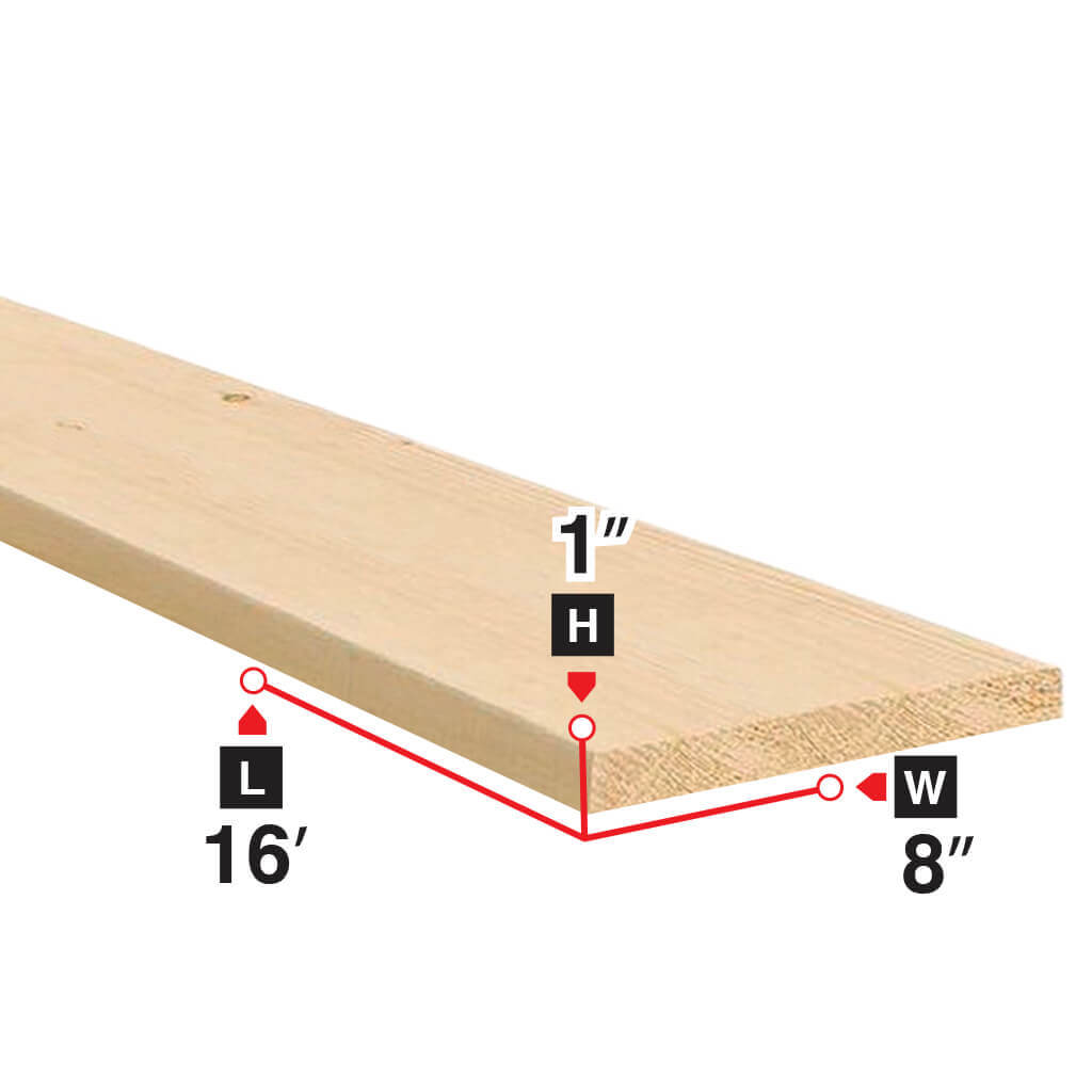 1 in. x 8 in. x 16 ft. Grade #3 Spruce Lumber