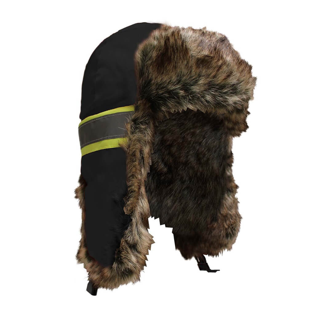 JACKFIELD 30-944 Black Trapper Hat with High Visibility Stripes