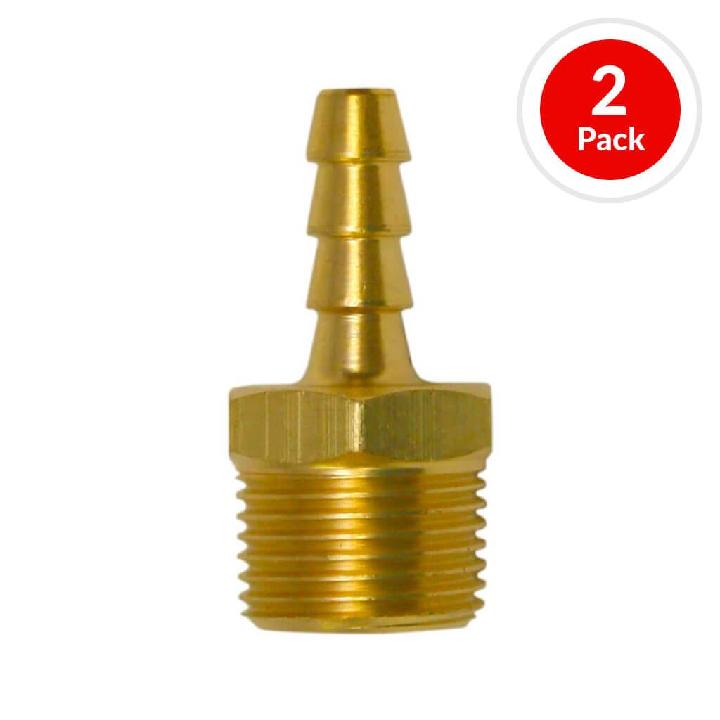 DuraDrive P2012 1/4 in. x 3/8 in. Male Brass Barbed Connector Coupler Air Hose Fitting (2-Pack)