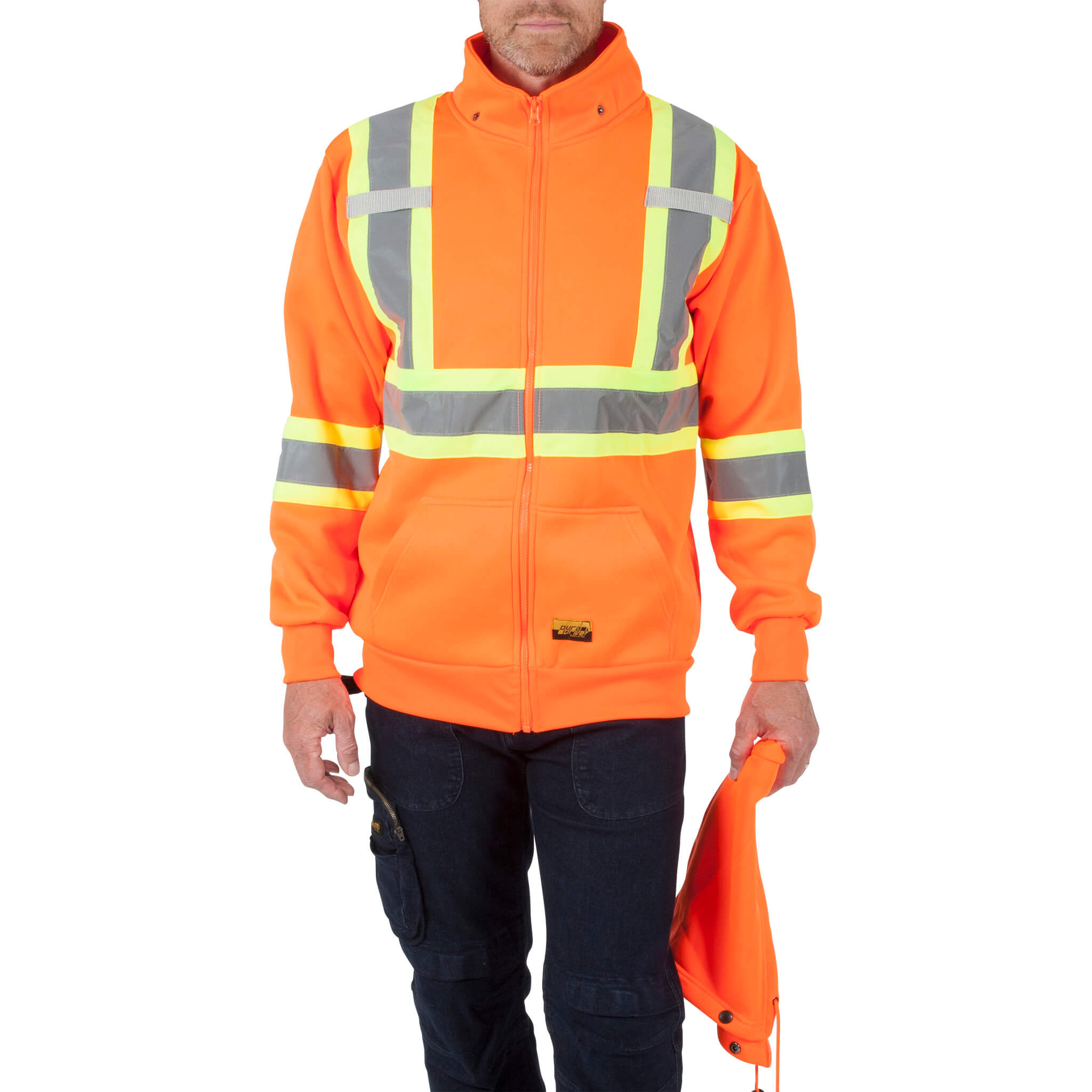 DuraDrive Orange Hi-Vis Class 1 L2 Hoodie Detachable Hood