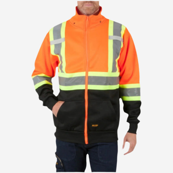 DuraDrive Orange Black Hi-Vis Class 1 L2 Hoodie Detachable Hood