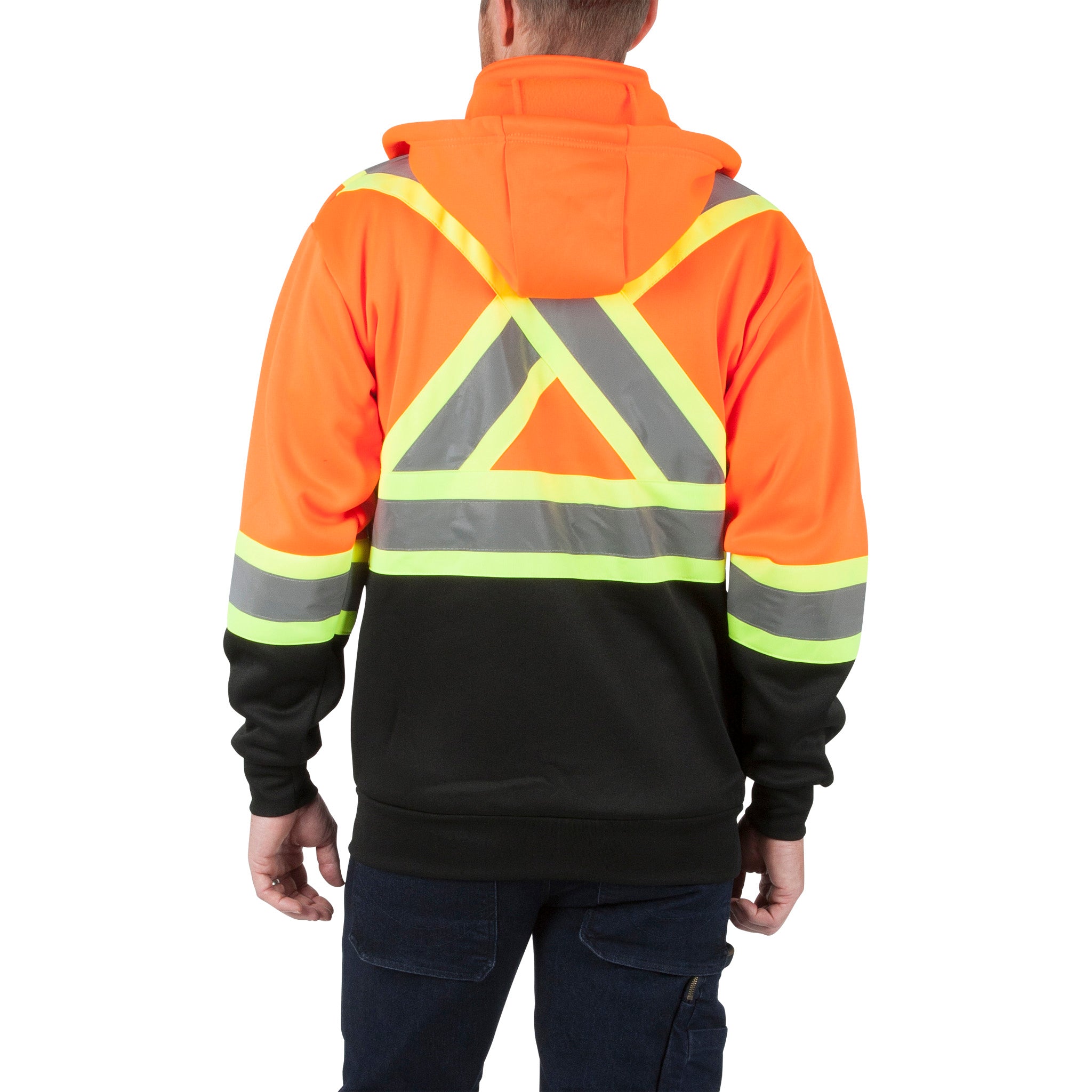 DuraDrive Orange Black Hi-Vis Class 1 L2 Hoodie Detachable Hood