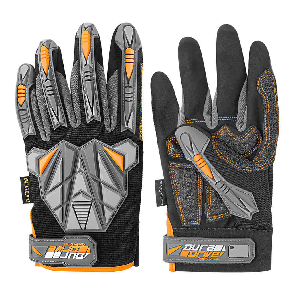 DuraDrive Black KABO Impact Resistant Anti-Vibration Heavy Duty Technical Work Gloves