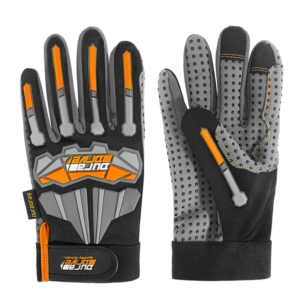 DuraDrive Black/Grey ATOM PVC Dot Grip Impact-Resistant Touch-Screen Work Gloves