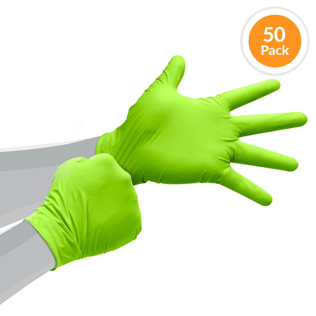 Gekko 8 Mil Textured Grip 11.5 in. Rolled Cuff Disposable Nitrile Glove (50-Pack)