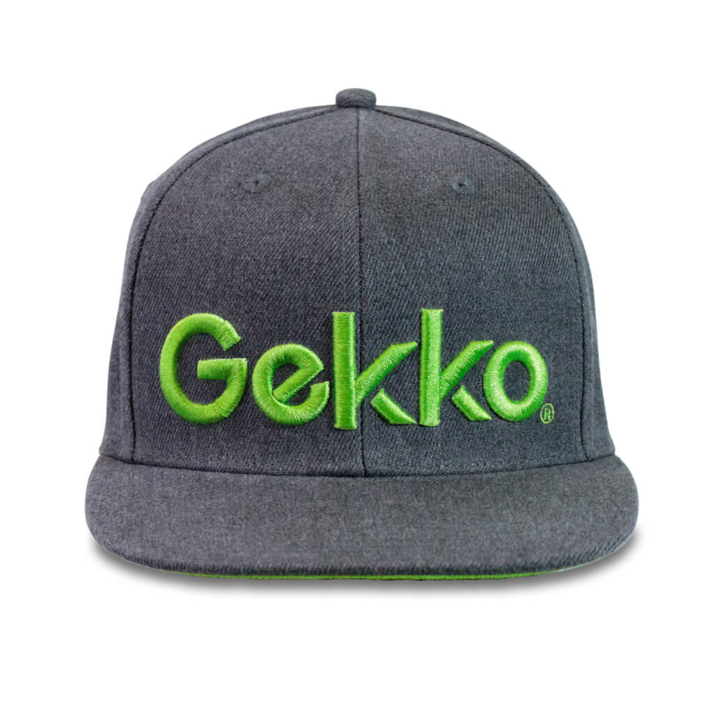 Gekko Dark Heather Grey Flat Brim Cap with Snap-Back Closure