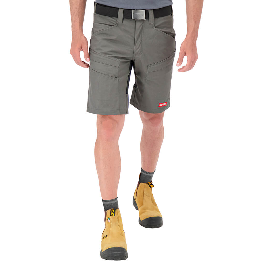 DuraDrive Men's LIBERATOR Grey and Black Stretch Work Shorts with Zipper Pocket