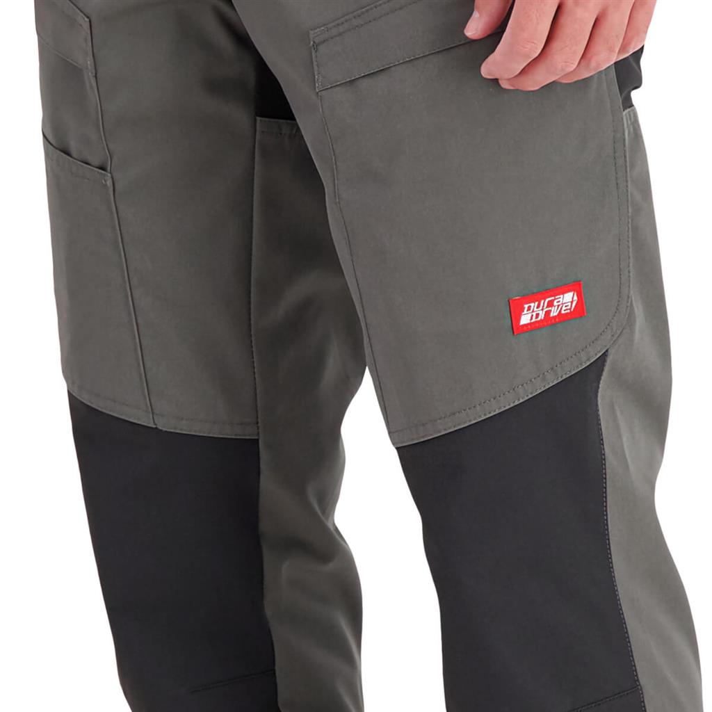 DuraDrive Men's LIBERATOR Grey and Black Stretch Work Pants with Zipper Pocket