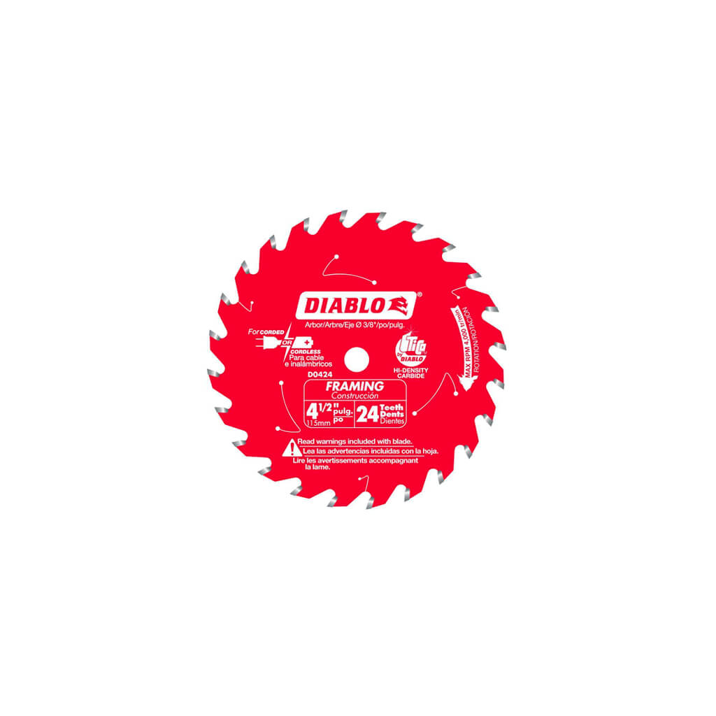 DIABLO D0424X 4-1/2 in. 24-Tooth Woos Cutting Framing Trim Saw Blade