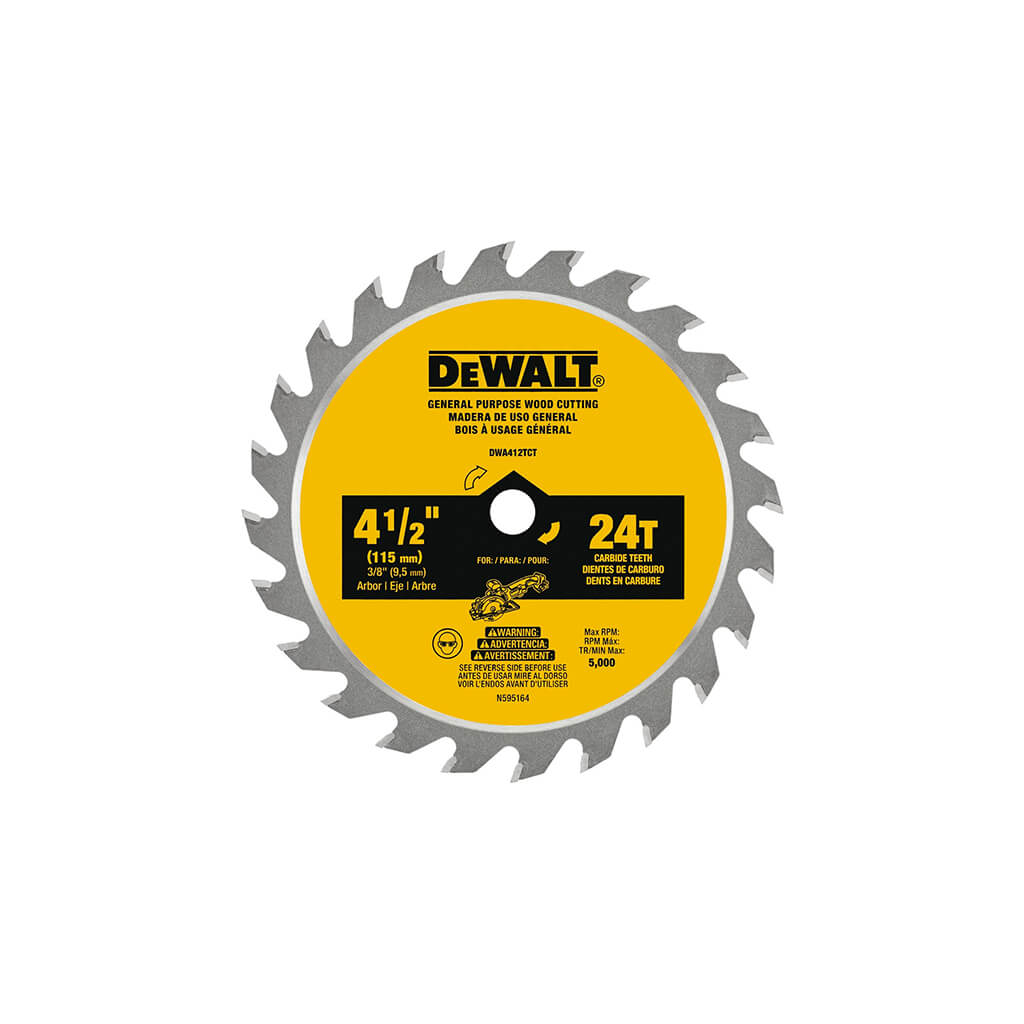 DEWALT DWA412TCT 4-1/2 in. x 24-Tooth Wood Cutting Circular Saw Blade