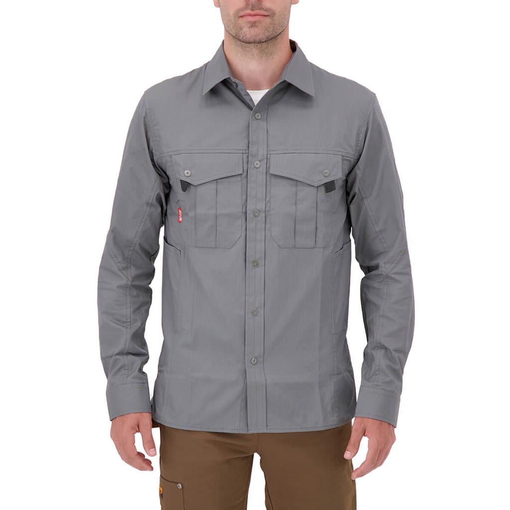 DuraDrive Men's HERO RED LABEL Grey Ripstop Long Sleeve Work Shirt