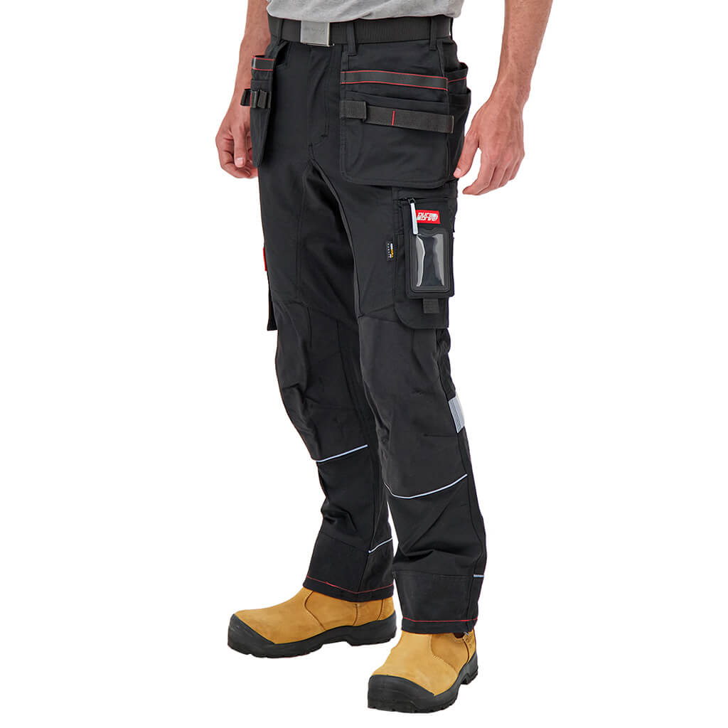 DuraDrive Men's GOAT RED LABEL Black Water Repellent Multi-Pocket Work Pants