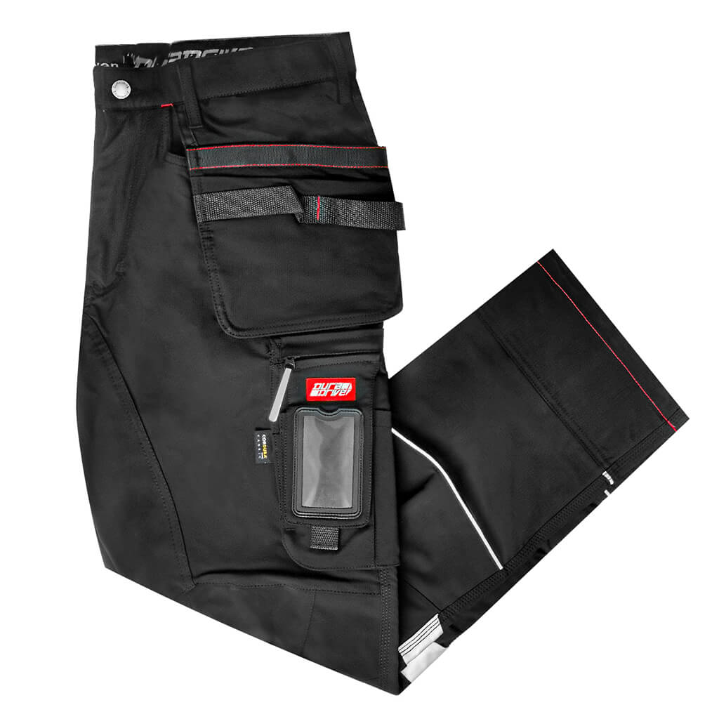 DuraDrive Men's GOAT RED LABEL Black Water Repellent Multi-Pocket Work Pants