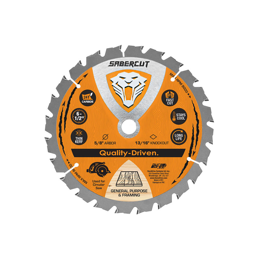 DuraDrive SABERCUT 6-1/2 in. x 24 Tooth Carbide Framing Saw Blade