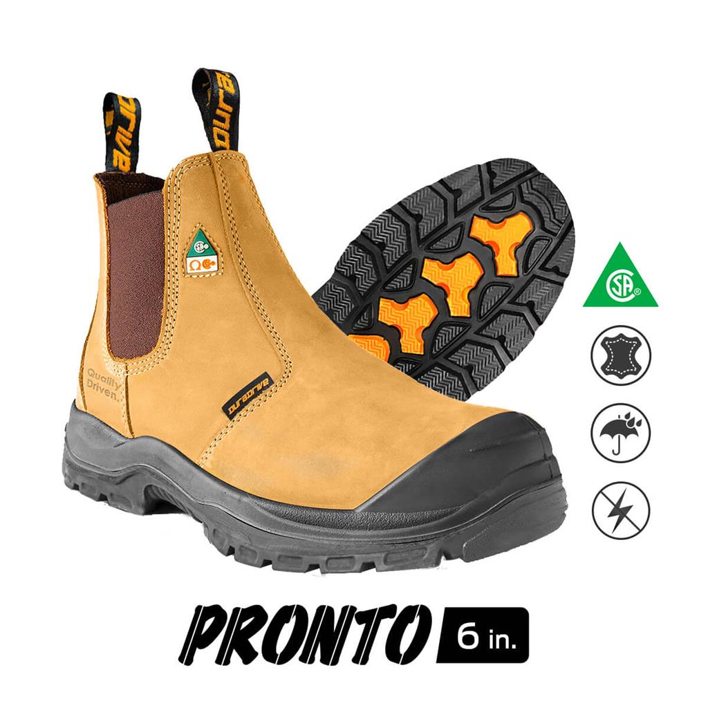 DuraDrive Men's CSA PRONTO 6 in. Wheat Nubuck  Slip-On Metal-Free Water-Resistant Safety Work Boots