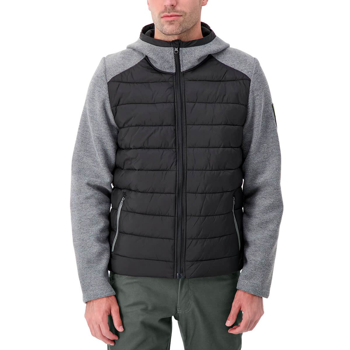 DuraDrive Men's WIZARD GREEN LABEL Black and Grey Quilted Hooded Jacket