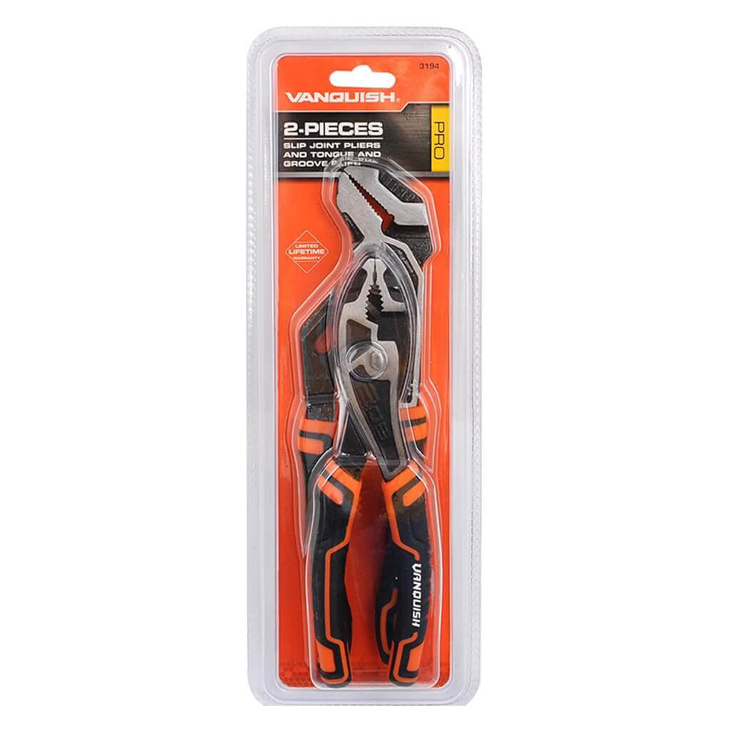 VANQUISH 3194 8 in. Slip Joint Plier and 10 in. Tongue & Groove Plier Set (2-Piece)