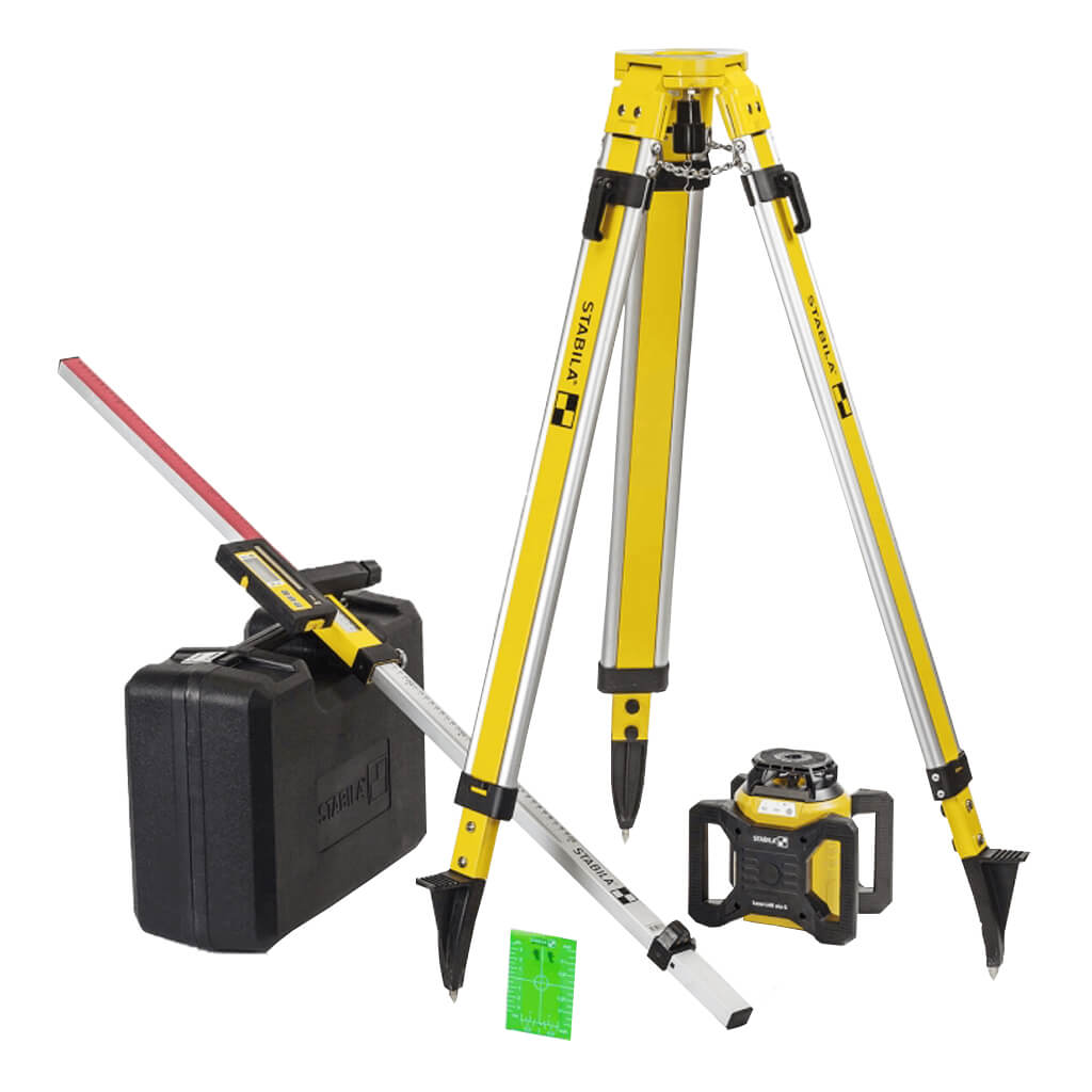 STABILA 04500TR LAR 160 G 600-metre Green Line Rotary Laser Kit with Tripod, Digital Receiver and Elevation Rod (6-Piece)