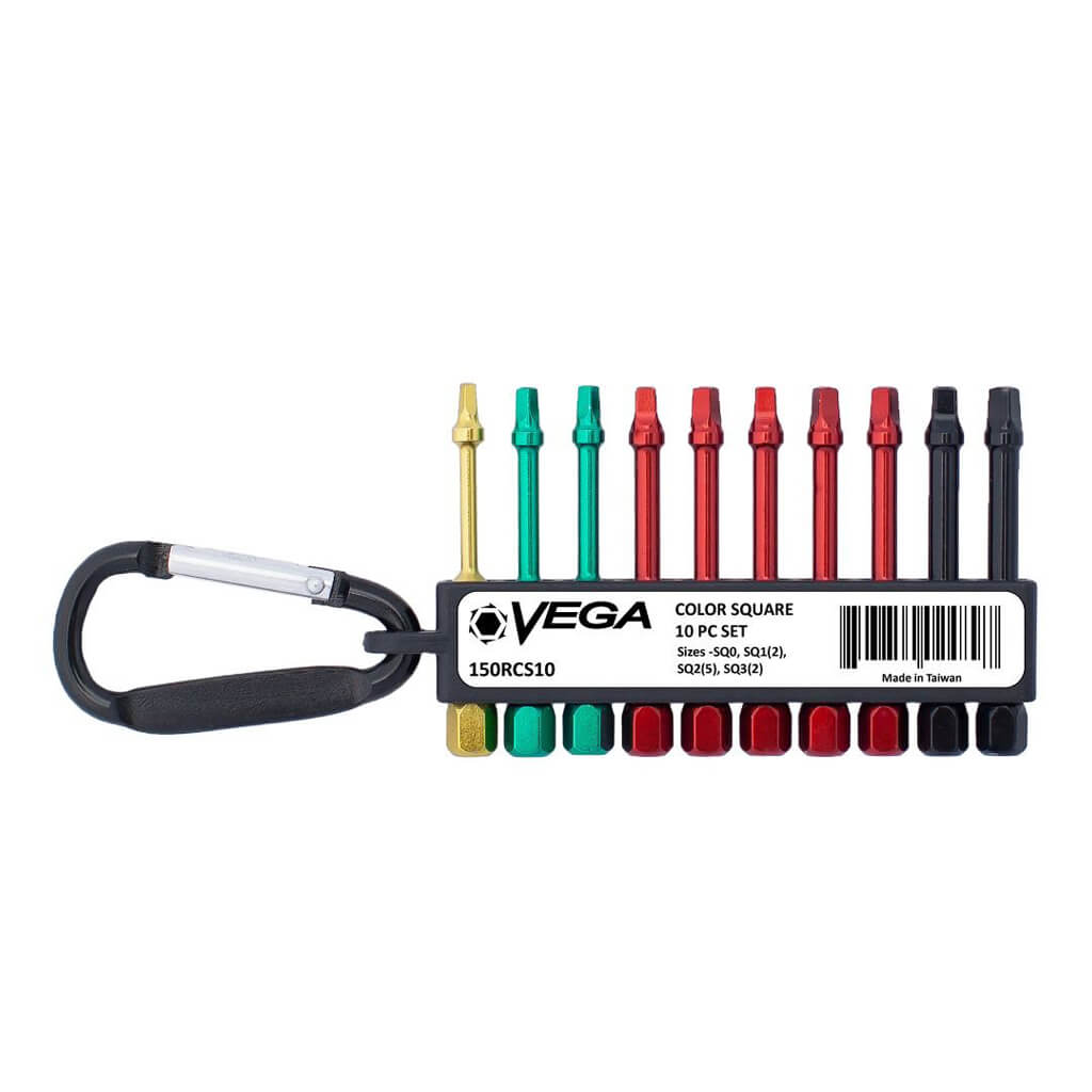 VEGA 150RCS10 2 in. Square Carabiner Colour Bits Set (10-Piece)