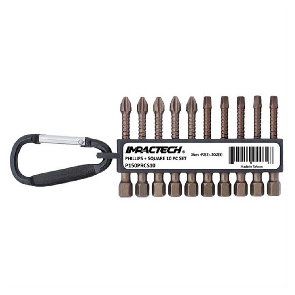 VEGA P150PRCS10 #2 Phillips and #2 Square Impactech Driver Bit Set (10-Piece)