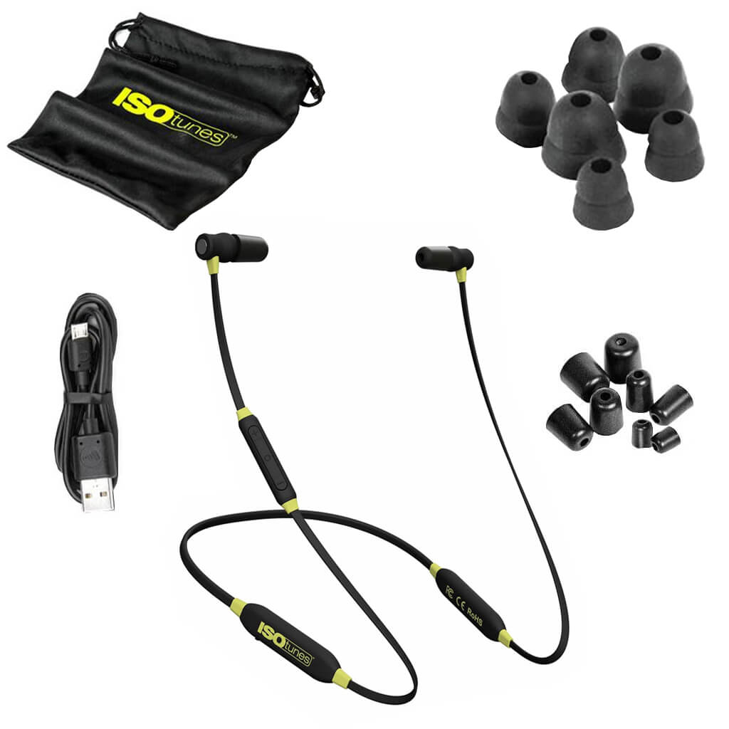 ISOtunes IT-02 XTRA Yellow Black 27 dB NRR Bluetooth Noise-Isolating Earbuds