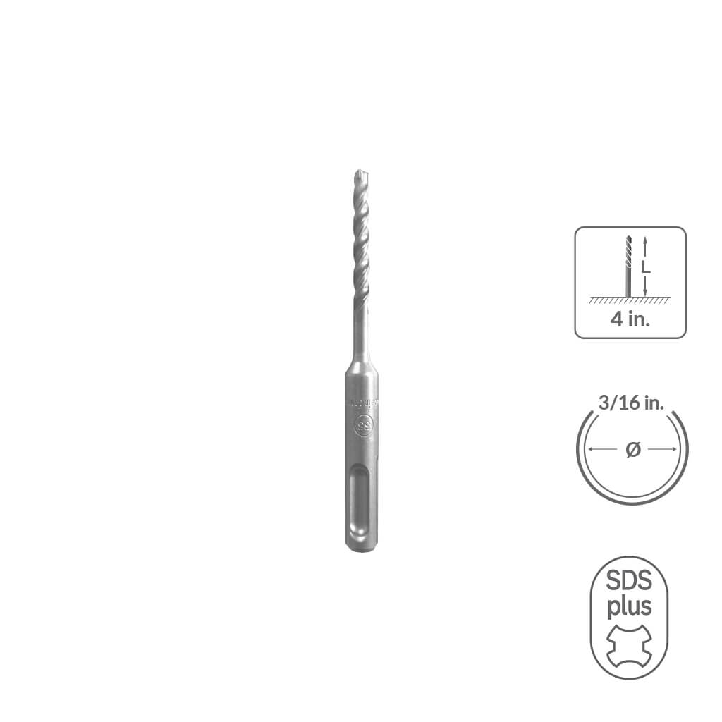 SABERCUT 3/16 in. x 4 in. SDS PLUS 3-Cutter Carbide Tip Concrete & Rebar Drill Bit