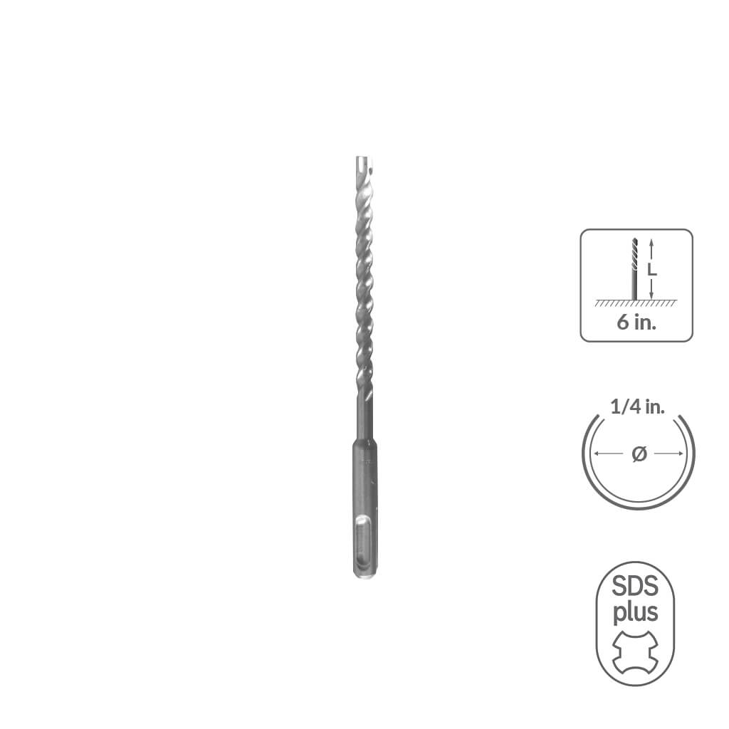 SABERCUT 1/4 in. x 6 in. SDS PLUS 3-Cutter Carbide Tip Concrete & Rebar Drill Bit