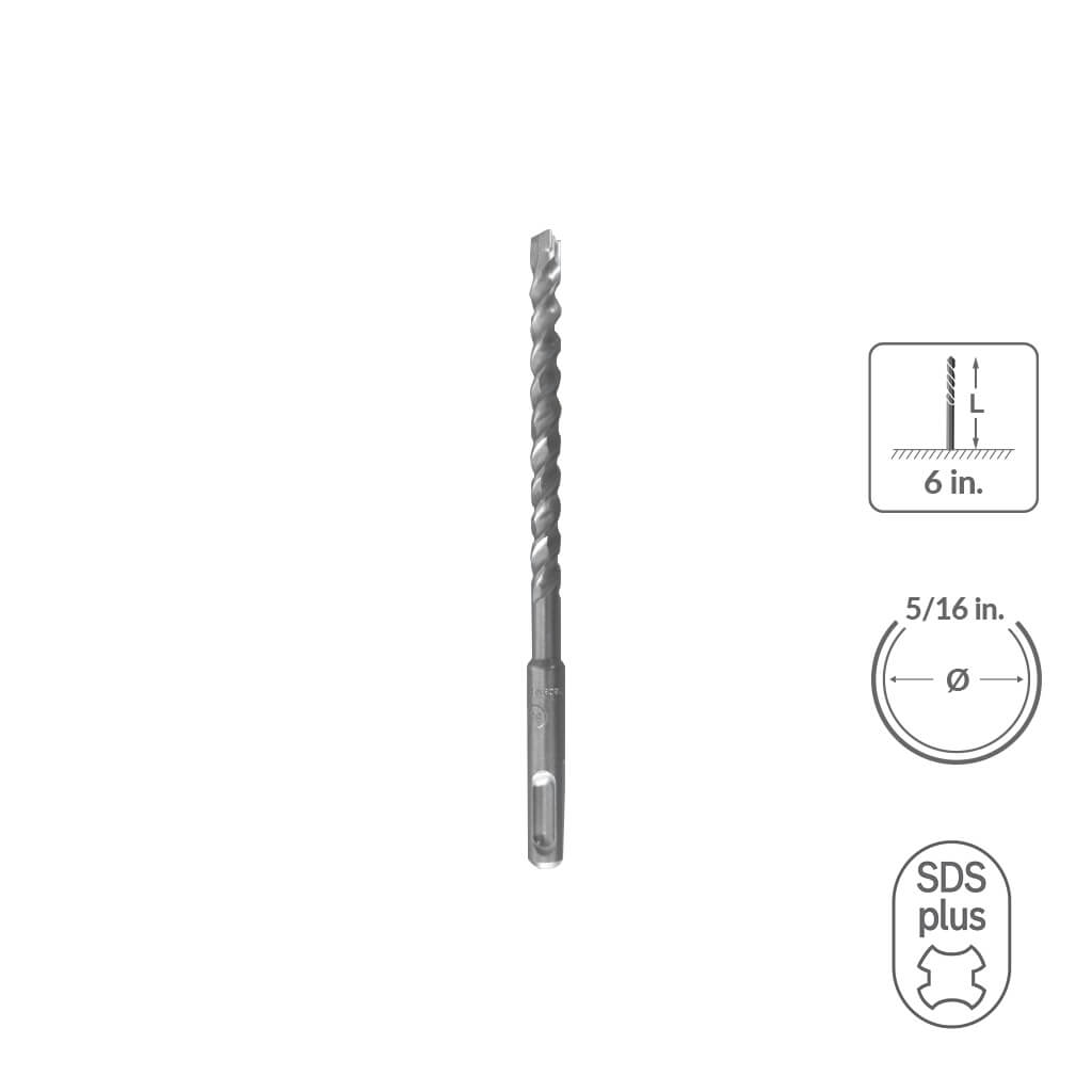 SABERCUT 5/16 in. x 6 in. SDS PLUS 3-Cutter Carbide Tip Concrete & Rebar Drill Bit