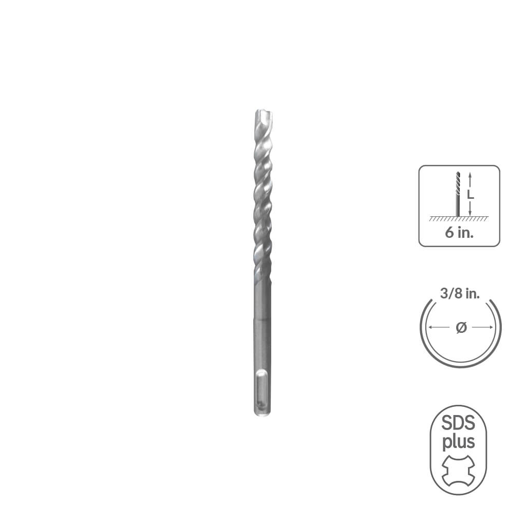 SABERCUT 3/8 in. x 6 in. SDS PLUS 3-Cutter Carbide Tip Concrete & Rebar Drill Bit