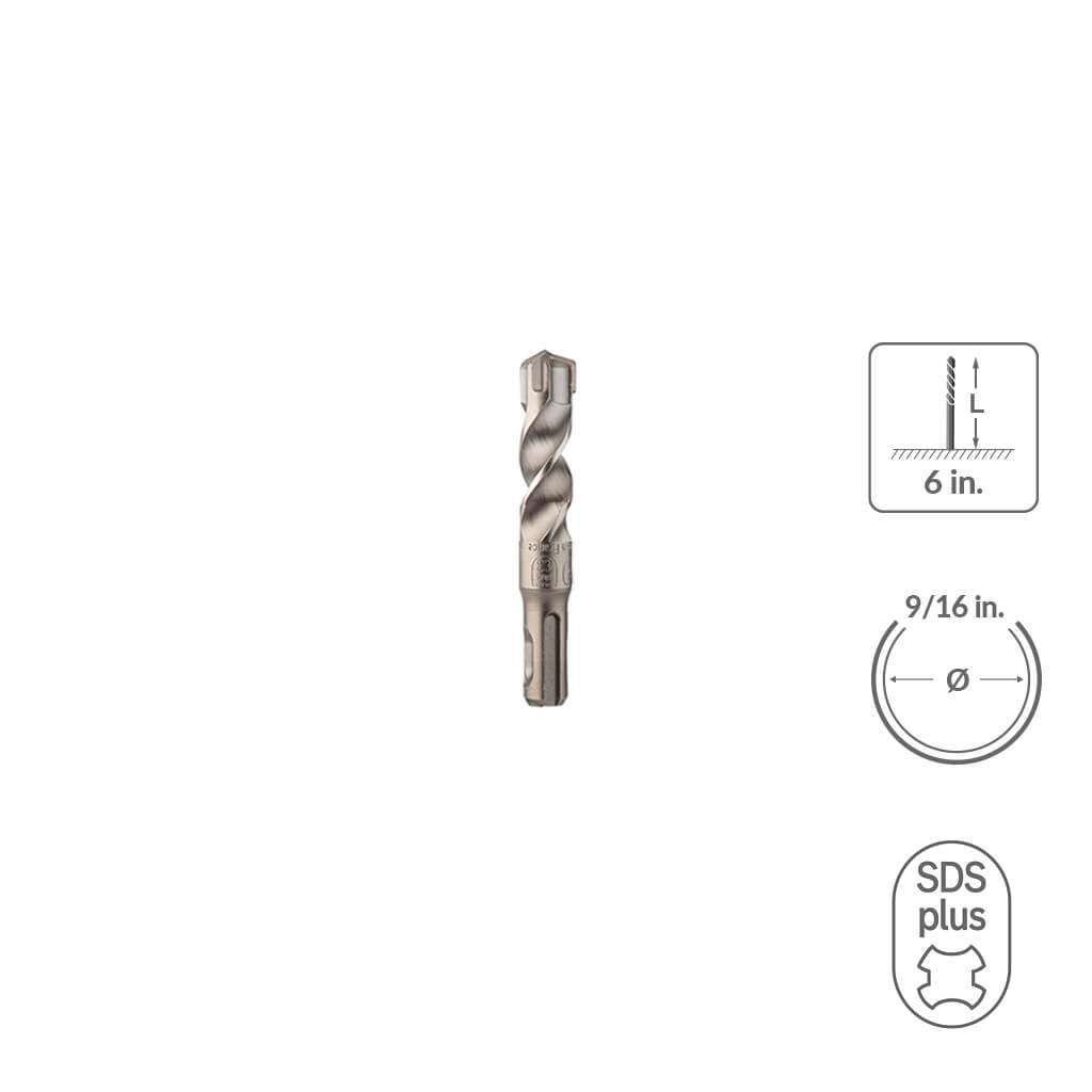 SABERCUT 9/16 in. x 6 in. SDS PLUS 3-Cutter Carbide Tip Concrete & Rebar Drill Bit