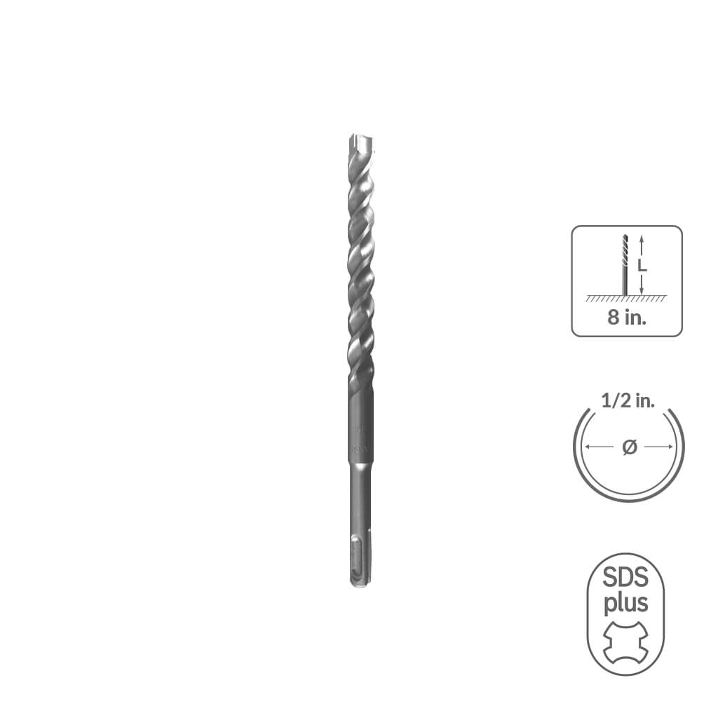 SABERCUT 1/2 in. x 8 in. SDS PLUS 3-Cutter Carbide Tip Concrete & Rebar Drill Bit