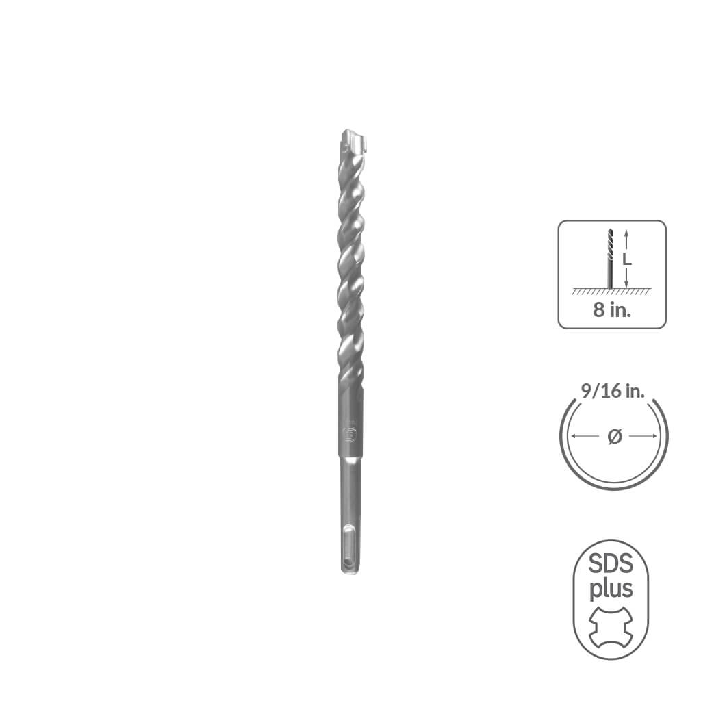 SABERCUT 9/16 in. x 8 in. SDS PLUS 3-Cutter Carbide Tip Concrete & Rebar Drill Bit