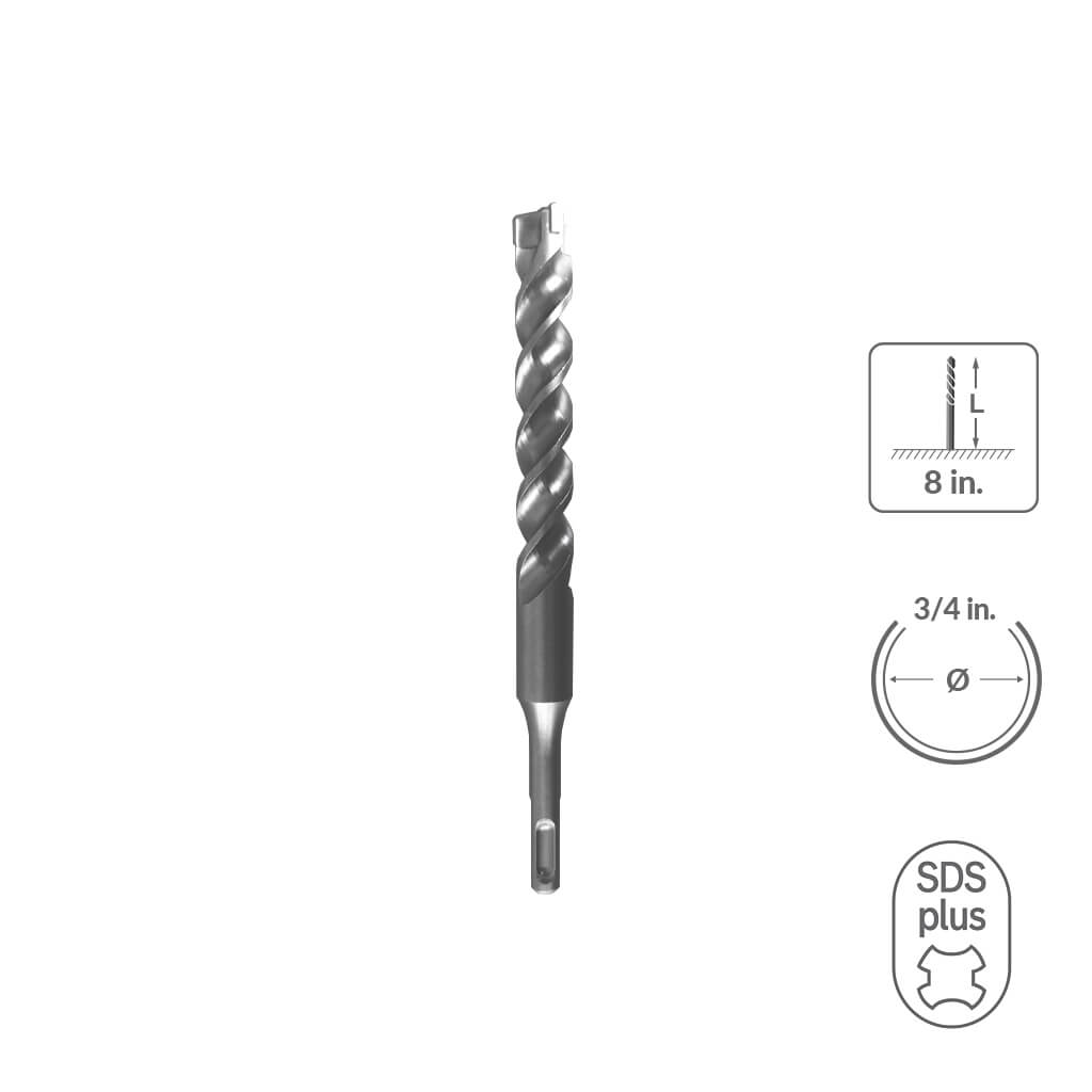 SABERCUT 3/4 in. x 8 in. SDS PLUS 3-Cutter Carbide Tip Concrete & Rebar Drill Bit