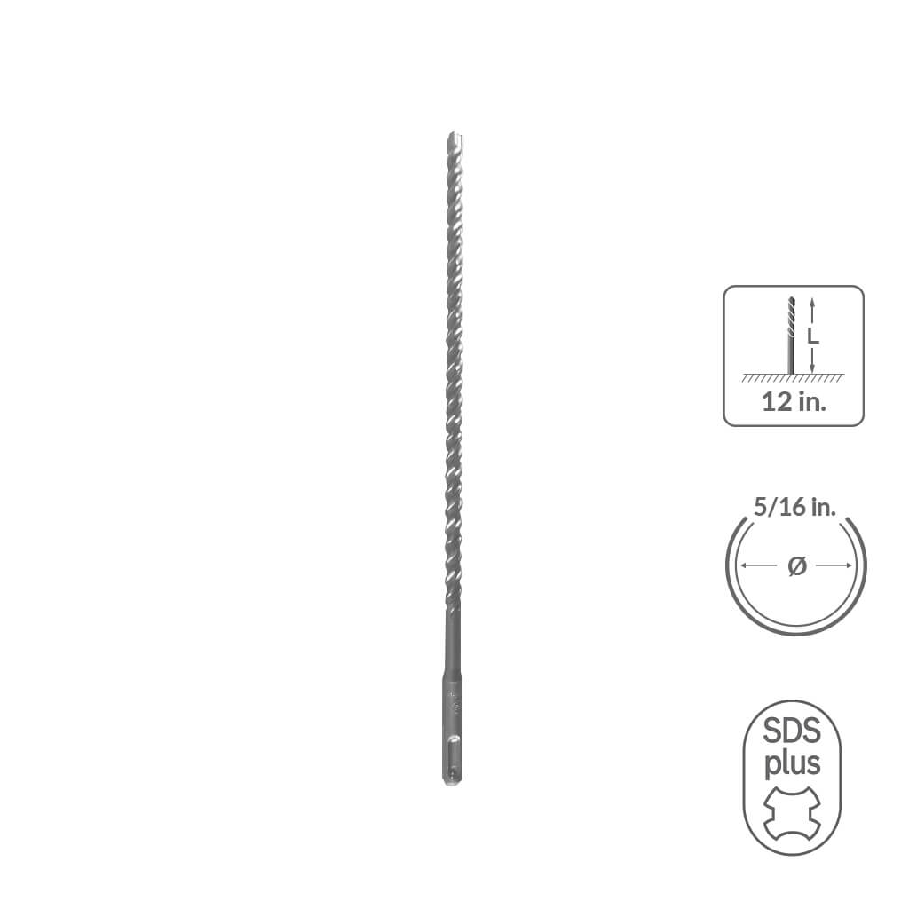 SABERCUT 5/16 in. x 12 in. SDS PLUS 3-Cutter Carbide Tip Concrete & Rebar Drill Bit