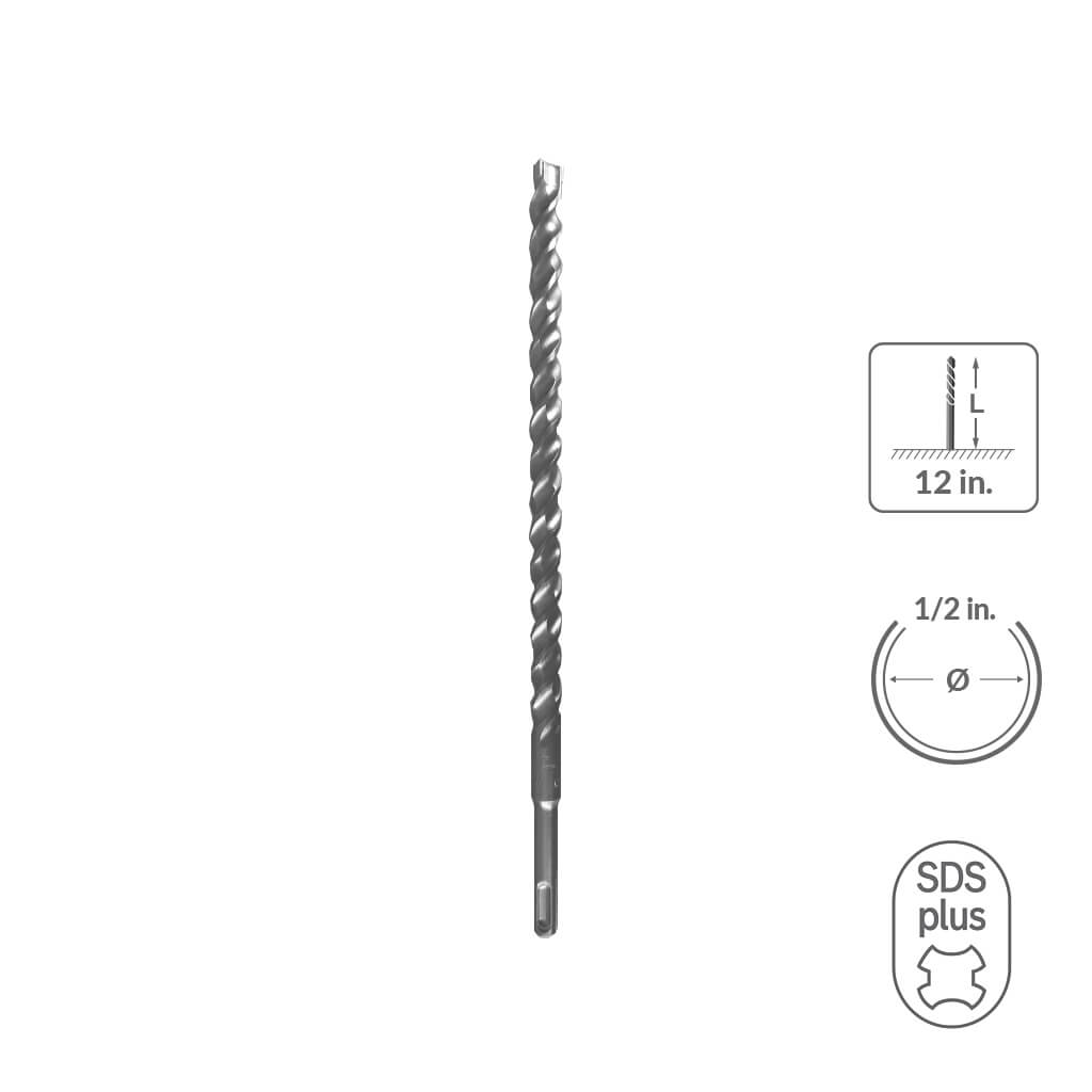 SABERCUT 1/2 in. x 12 in. SDS PLUS 3-Cutter Carbide Tip Concrete & Rebar Drill Bit