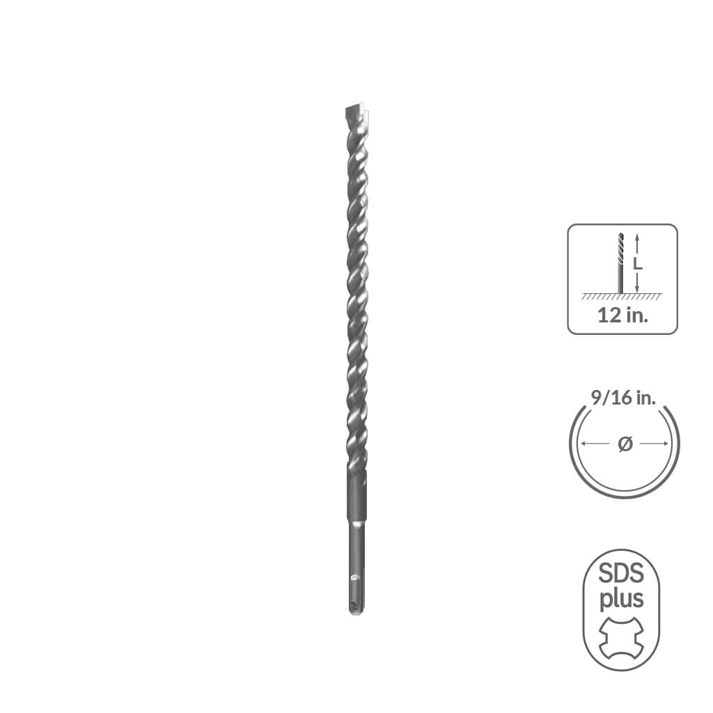 SABERCUT 9/16 in. x 12 in. SDS PLUS 3-Cutter Carbide Tip Concrete & Rebar Drill Bit