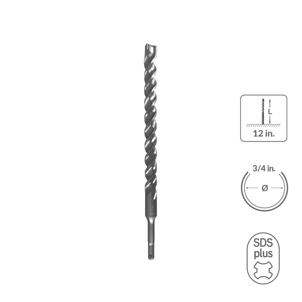 SABERCUT 3/4 in. x 12 in. SDS PLUS 3-Cutter Carbide Tip Concrete & Rebar Drill Bit