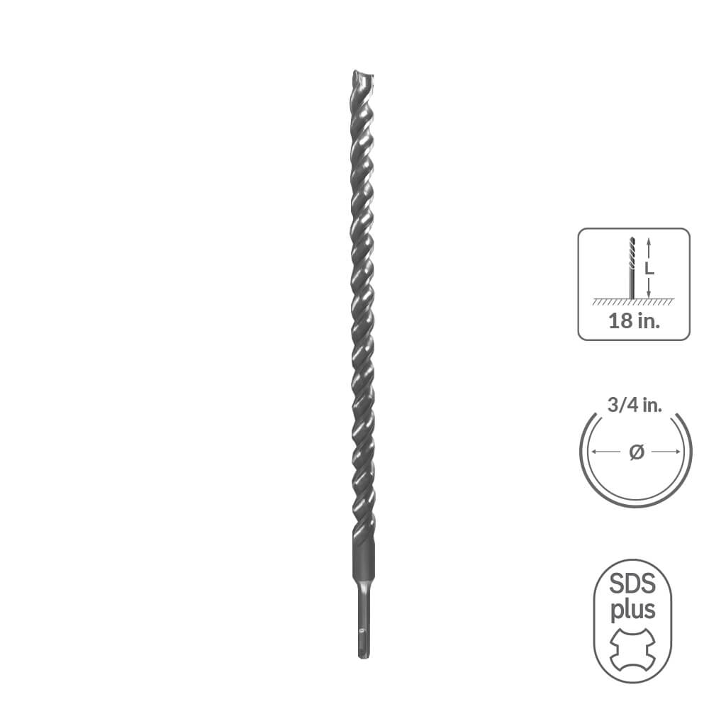 SABERCUT 3/4 in. x 18 in. SDS PLUS 3-Cutter Carbide Tip Concrete & Rebar Drill Bit