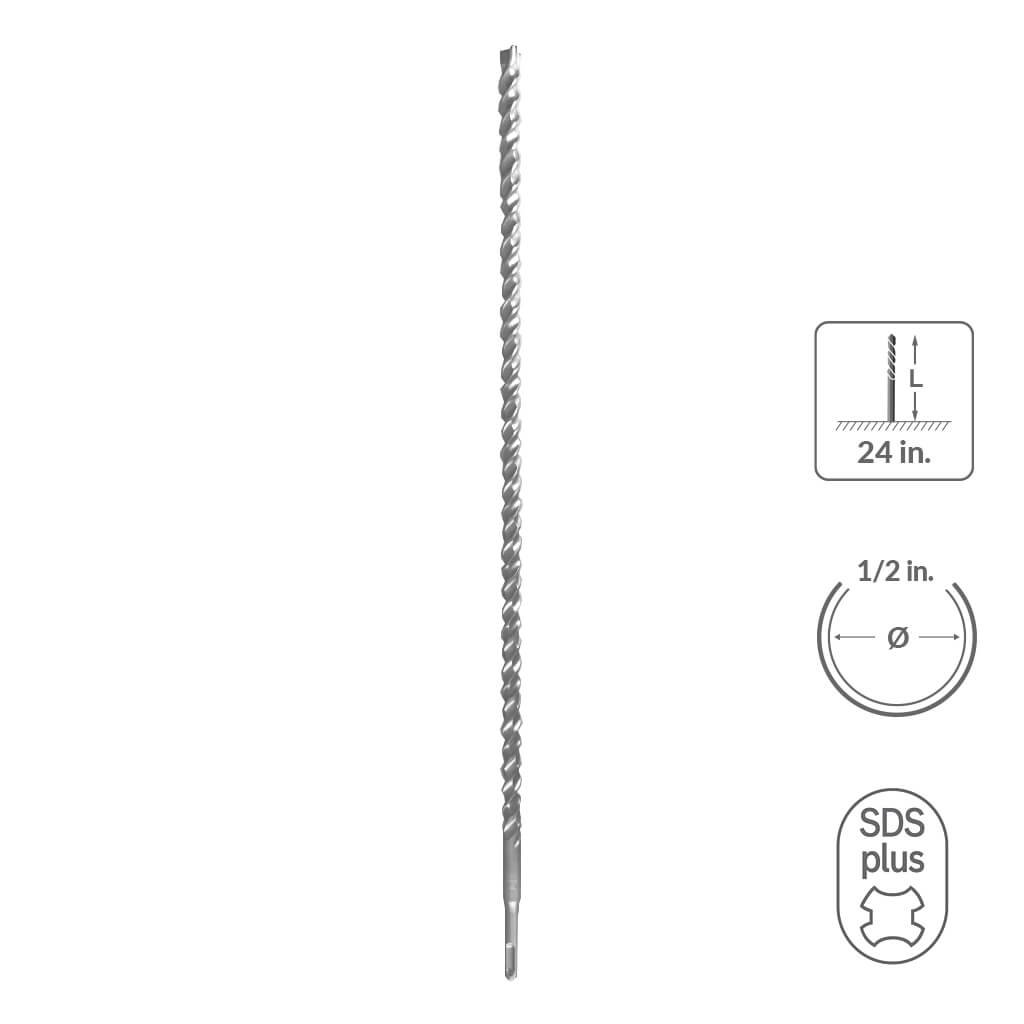 SABERCUT 1/2 in. x 24 in. SDS PLUS 3-Cutter Carbide Tip Concrete & Rebar Drill Bit