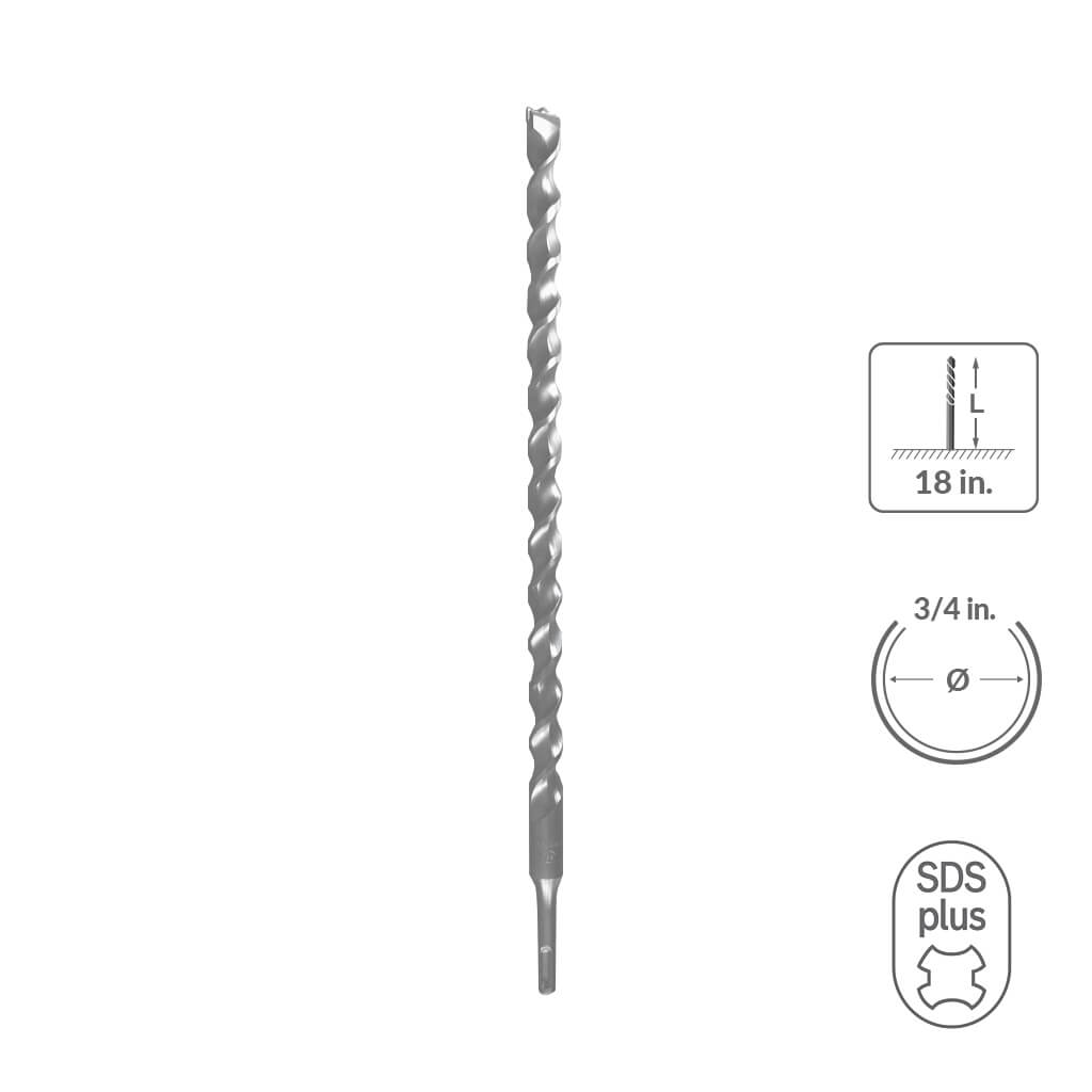 SABERCUT 7/8 in. x 18 in.SDS PLUS 2-Cutter Carbide Tip Concrete Drill Bit